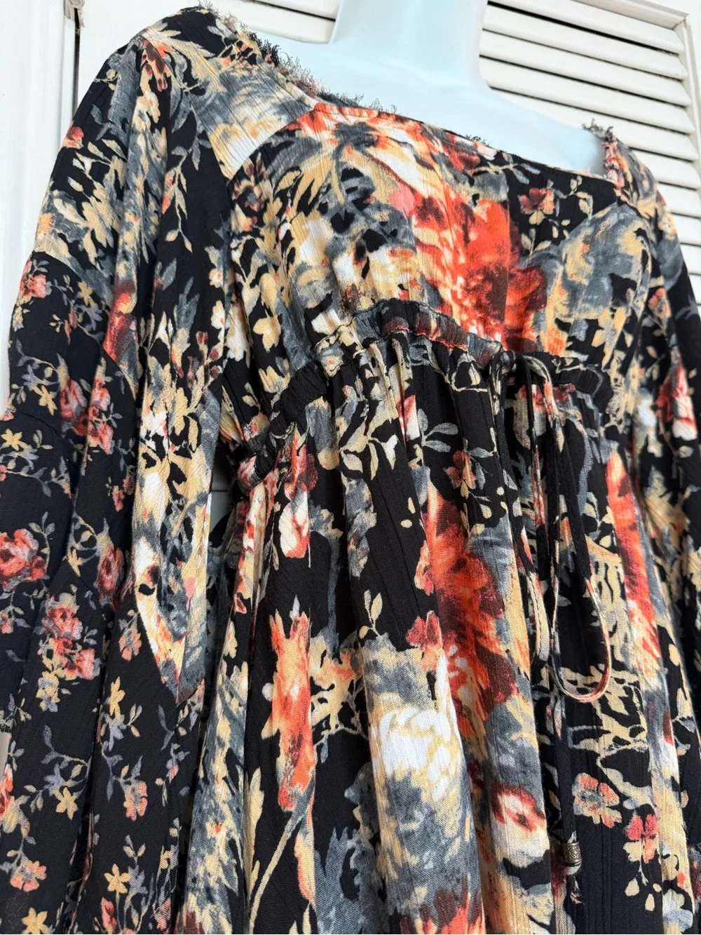 Free People Floral Bell Sleeve Mini Dress Size S Moonlight Garden Boho Fairycore